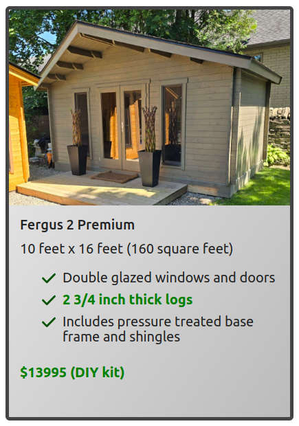 Fergus 2 Premium 10 feet x 16 feet (160 square feet) 2 3/4 inch thick logs